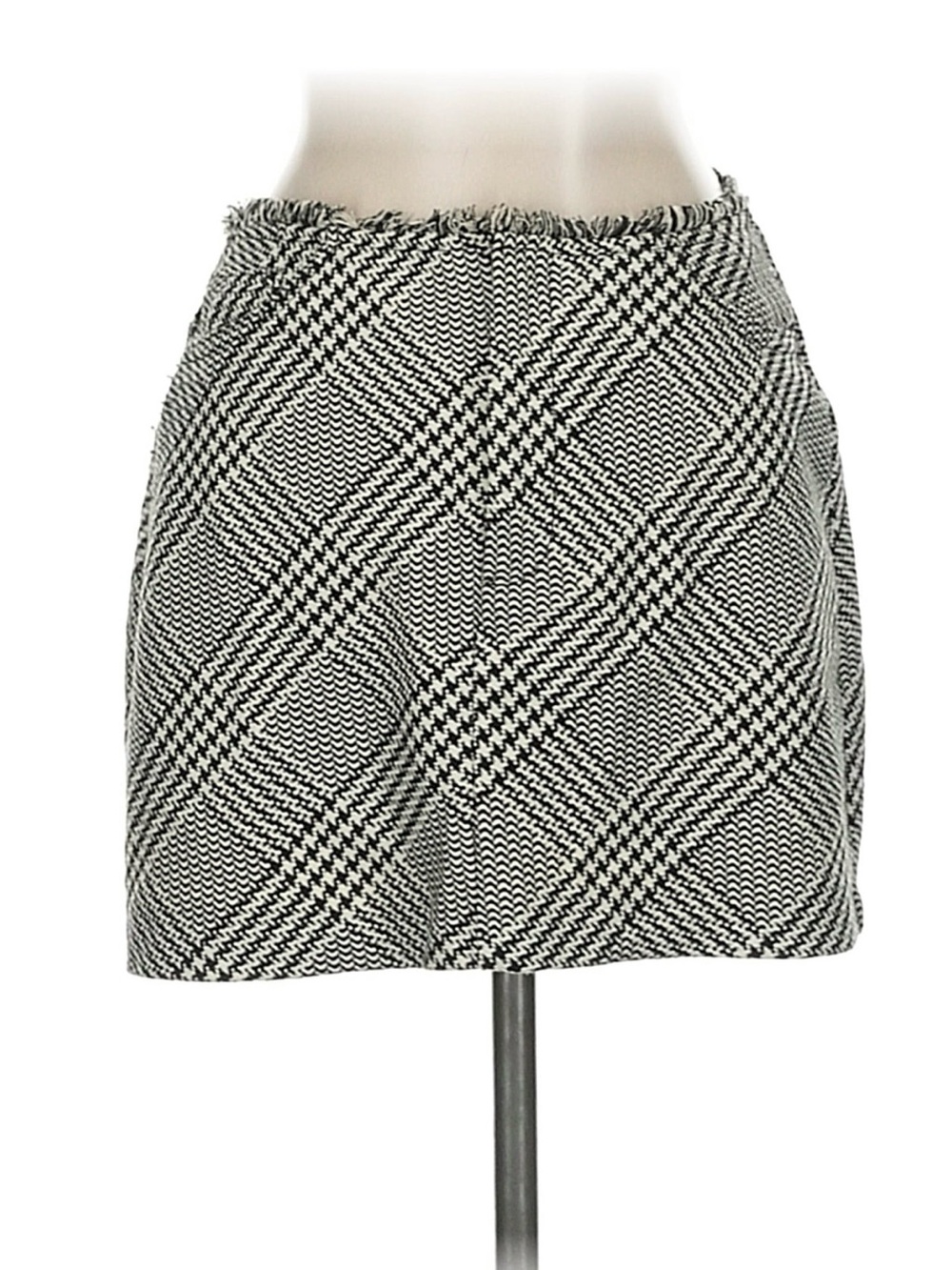 Zara Black and White Plaid Tweed Mini Skirt